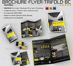indesign/AI/PS模板－手册/传单/折页/名片：4 Pages Brochure + Trifold + Fl